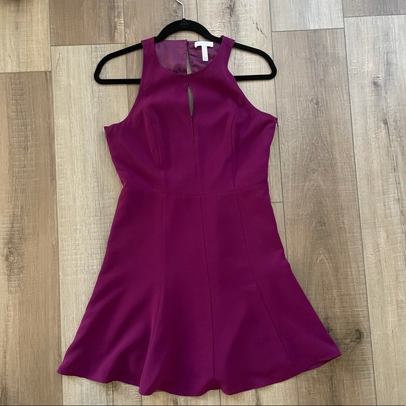 Leith Fit & Flare Dress High neck Halter Sleeveless Purple MINI sz S - | Plum - Picture 3 of 7